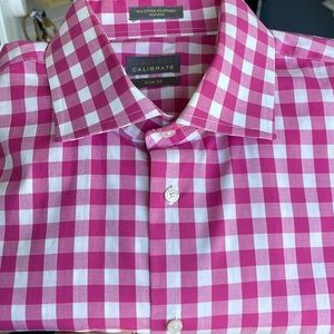 Nordstrom Calibrate trim fit pink button down shirt 16 neck 32-33 arm. Like new